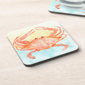 Blue Yellow Crab Watercolor Getränkeuntersetzer (Linke Seite)