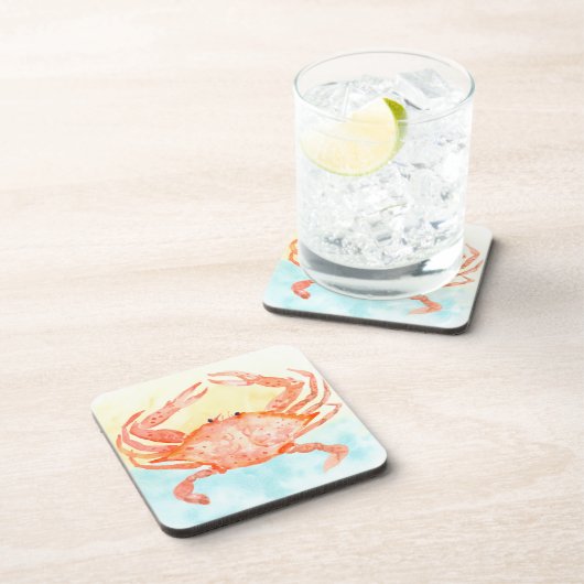 Blue Yellow Crab Watercolor Getränkeuntersetzer (Rechte Seite)