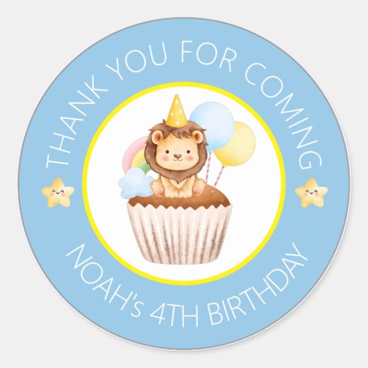 Blue Yellow Cute Watercolor Kids Birthday Sticker (Vorderseite)