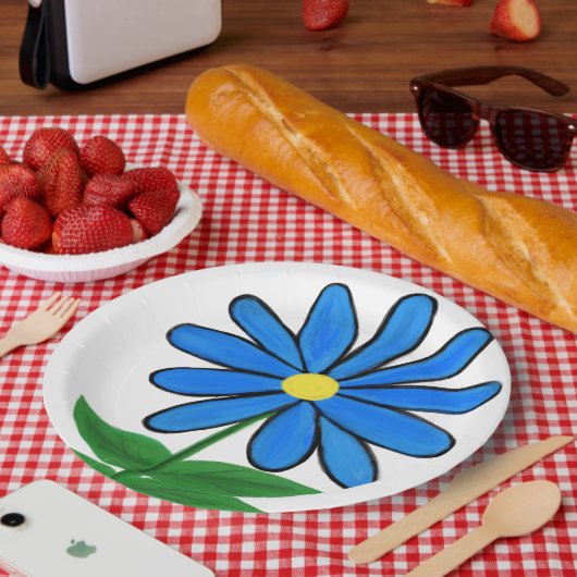 Blue Yellow Daisy Blume Pappteller (Picknick)