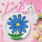 Blue Yellow Daisy Blume Pappteller (Party)