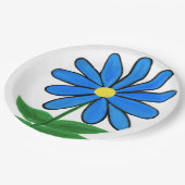 Blue Yellow Daisy Blume Pappteller (Schrägansicht)
