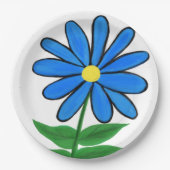 Blue Yellow Daisy Blume Pappteller (Vorderseite)