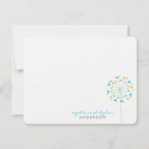 Blue Yellow Dandelions Liebe Hochzeit Danke Karte