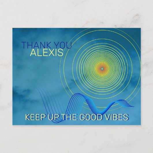 Blue & Yellow Danke, dass du die Good Vibes Art Be Postkarte (Vorderseite)