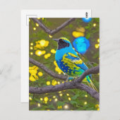 Blue Yellow Fantasy Meadowlarlark Bird Postcard Postkarte (Vorne/Hinten)