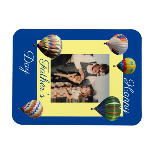 Blue Yellow Father's Day Hot Air Balloons Foto Magnet (Horizontal)