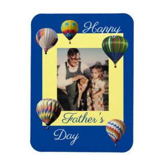 Blue Yellow Father's Day Hot Air Balloons Foto Magnet
