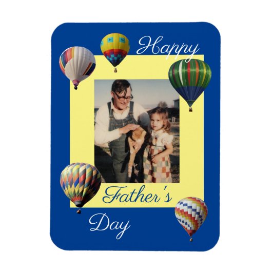 Blue Yellow Father's Day Hot Air Balloons Foto Magnet (Vertikal)