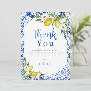 Blue Yellow Floral Lemon Bridal Danke Karte