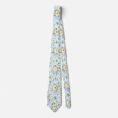 Blue Yellow Floral Watercolor Neck Tie Necktie Krawatte (Vorderseite)