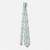 Blue Yellow Floral Watercolor Neck Tie Necktie Krawatte (Rückseite)