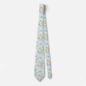 Blue Yellow Floral Watercolor Neck Tie Necktie Krawatte (Vorderseite)