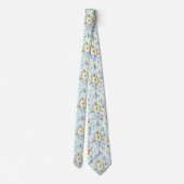 Blue Yellow Floral Watercolor Neck Tie Necktie Krawatte (Rückseite)