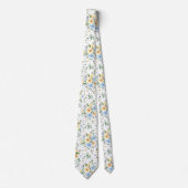 Blue Yellow Floral Watercolor Neck Tie Necktie Krawatte (Vorderseite)