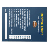 Blue Yellow FOOTBALL Baby Dusche Guessing GAME Notizblock (Vorderseite)