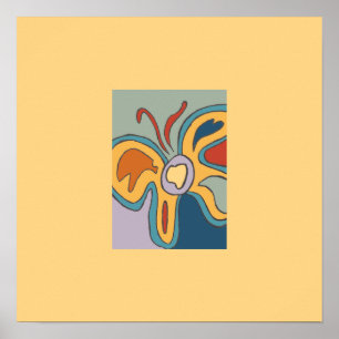 Blue & Yellow Futterfly Mini Print Poster