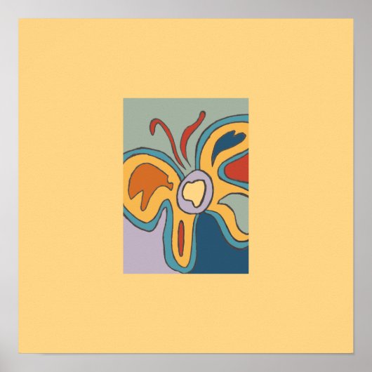 Blue & Yellow Futterfly Mini Print Poster (Vorne)