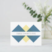 Blue Yellow Geometric Triad Tischnummer Postkarte (Stehend Vorderseite)