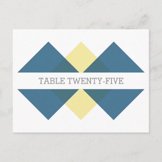 Blue Yellow Geometric Triad Tischnummer Postkarte (Vorderseite)