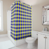 Blue Yellow Gingham Karo Design Duschvorhang (Beispiel)