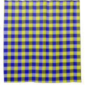 Blue Yellow Gingham Karo Design Duschvorhang (Vorderseite)