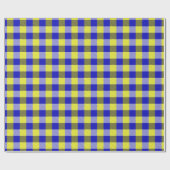 Blue Yellow Gingham Karo Design Geschenkpapier (Flach)