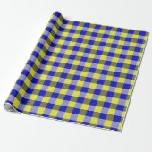 Blue Yellow Gingham Karo Design Geschenkpapier (Ungerollt)