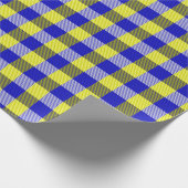 Blue Yellow Gingham Karo Design Geschenkpapier (Ecke)