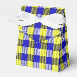 Blue Yellow Gingham Karo Design Geschenkschachtel