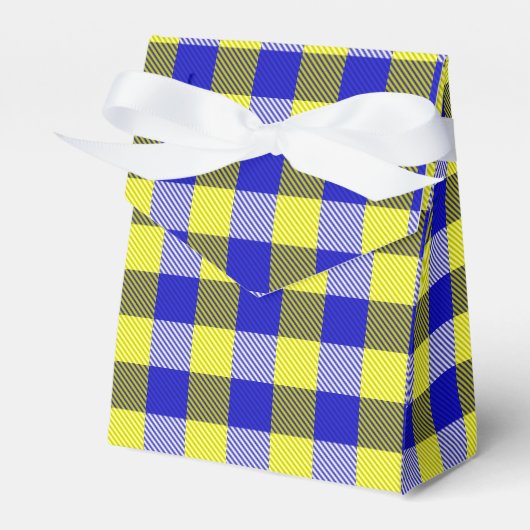Blue Yellow Gingham Karo Design Geschenkschachtel (Vorderseite)