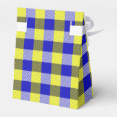 Blue Yellow Gingham Karo Design Geschenkschachtel (Rückseite)