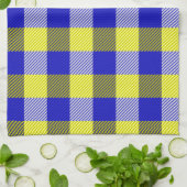 Blue Yellow Gingham Karo Design Geschirrtuch (Gefaltet)