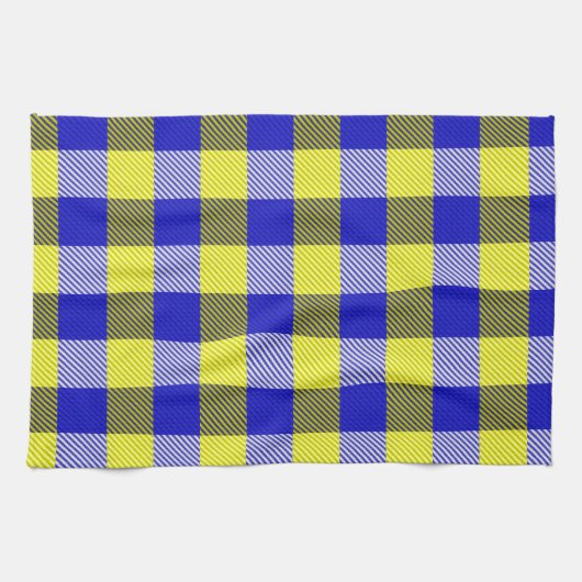 Blue Yellow Gingham Karo Design Geschirrtuch (Horizontal)