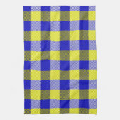 Blue Yellow Gingham Karo Design Geschirrtuch (Vertikal)