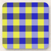 Blue Yellow Gingham Karo Design Getränkeuntersetzer (Vorderseite)