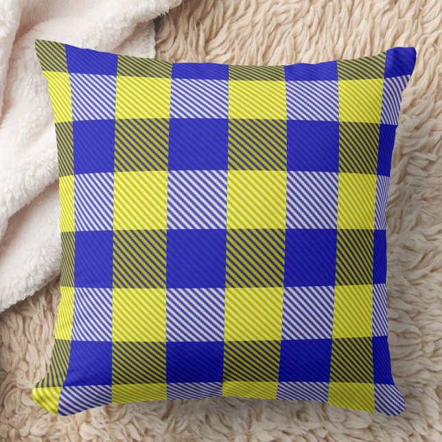Blue Yellow Gingham Karo Design Kissen (Von Creator hochgeladen)