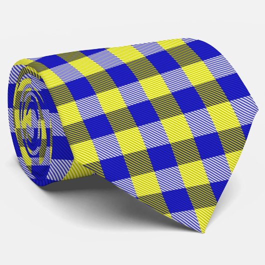 Blue Yellow Gingham Karo Design Krawatte