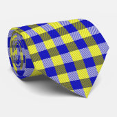 Blue Yellow Gingham Karo Design Krawatte (Gerollt)