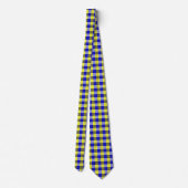 Blue Yellow Gingham Karo Design Krawatte (Rückseite)