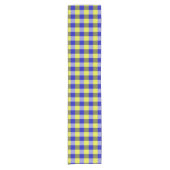 Blue Yellow Gingham Karo Design Kurzer Tischläufer (Vorderseite)