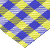 Blue Yellow Gingham Karo Design Kurzer Tischläufer (Ecke)