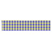Blue Yellow Gingham Karo Design Kurzer Tischläufer (Horizontal)
