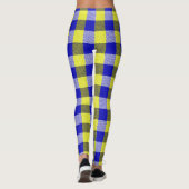 Blue Yellow Gingham Karo Design Leggings (Rückseite)