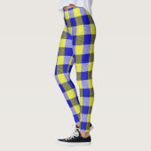 Blue Yellow Gingham Karo Design Leggings (Links)