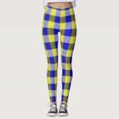 Blue Yellow Gingham Karo Design Leggings (Vorderseite)