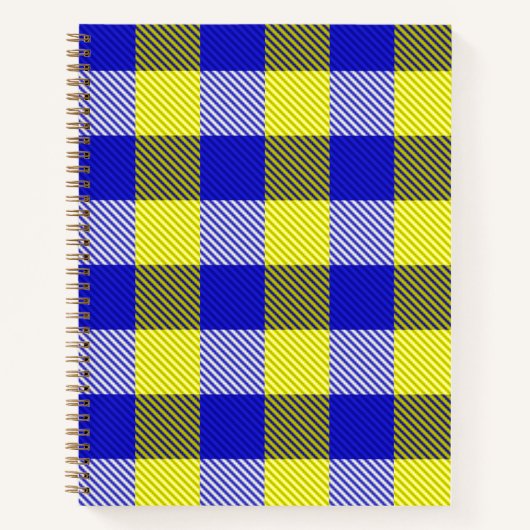 Blue Yellow Gingham Karo Design Notizblock (Vorderseite)