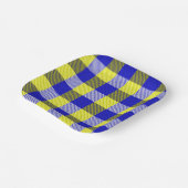 Blue Yellow Gingham Karo Design Pappteller (Gewinkelt)
