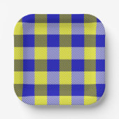 Blue Yellow Gingham Karo Design Pappteller (Vorderseite)
