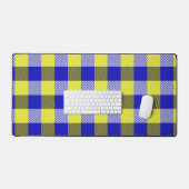 Blue Yellow Gingham Karo Design Schreibtischunterlage (Tastatur & Maus)
